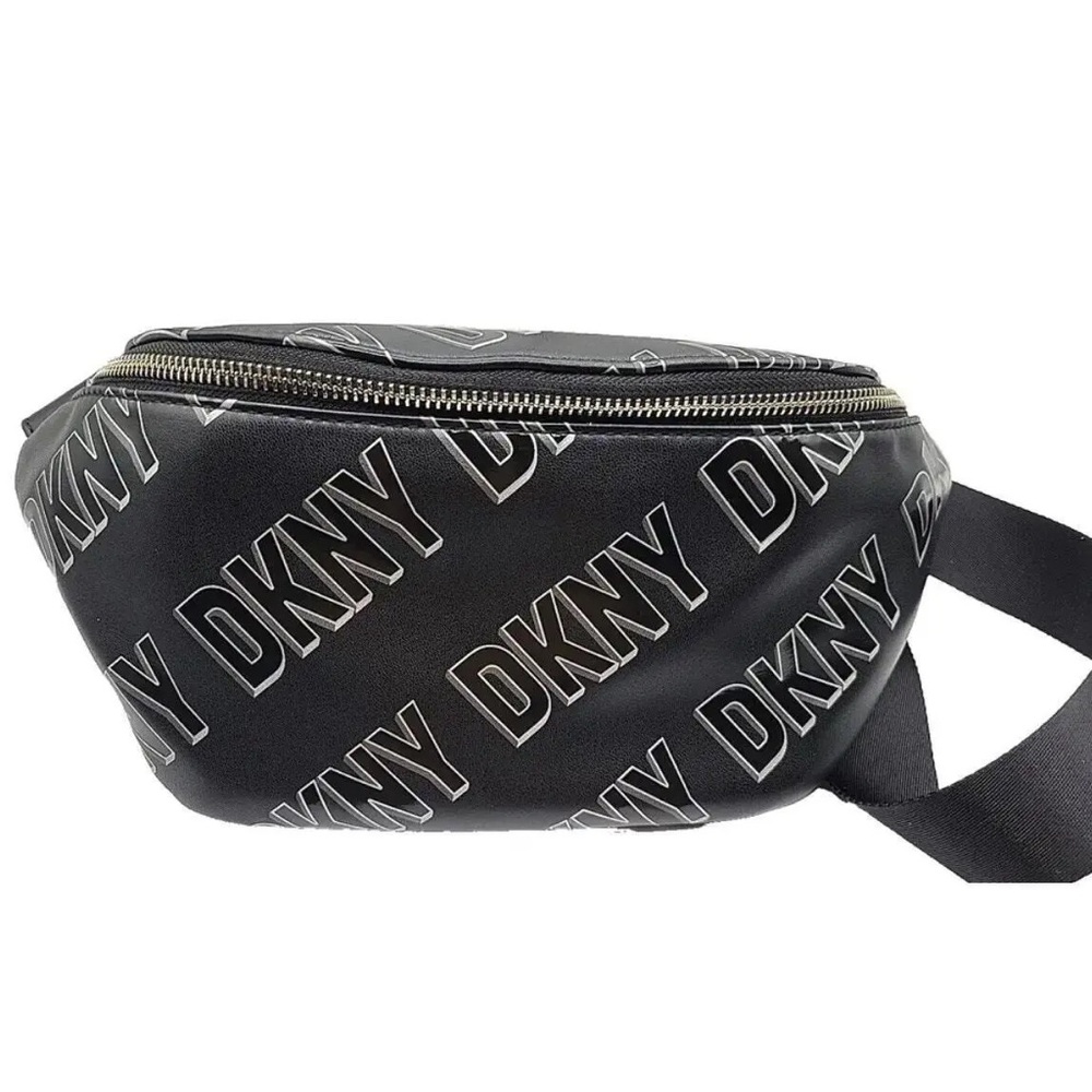 DKNY Tilly Sling Bag Logo Belt Bag Black white NWOT - Picture 2 of 12